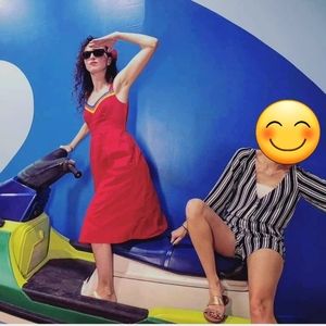 LAST CHANCE WILL BE PULLED Red cotton a line mod cloth dress